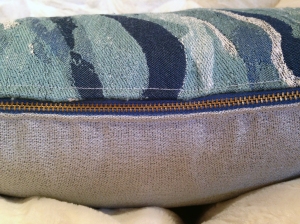 Blue/silver wave pattern pillow
